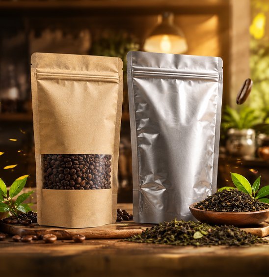 Kilitli doypack ambalajda kahve ve çay için kalite kontrollü üretim