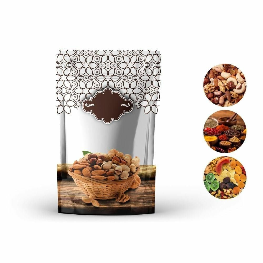 Kuruyemi̇ş Desenli̇ Kahverengi Doypack - Görsel 2