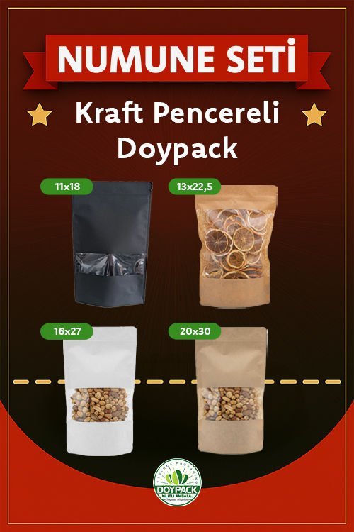 Kraft Pencereli Doypack Numune Seti