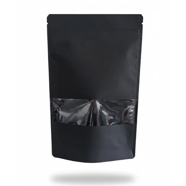 Siyah Kraft Pencereli Kilitli Doypack