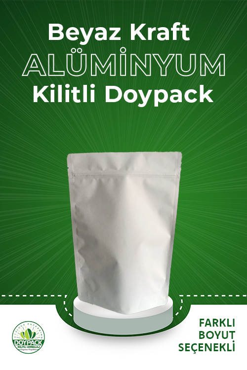 Beyaz Kraft Alüminyum Kilitli Doypack - Görsel 2