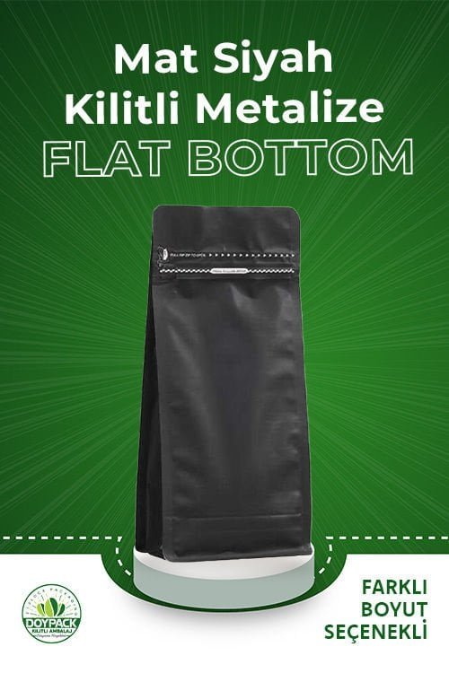Mat Siyah Kilitli Metalize Flat Bottom - Görsel 2