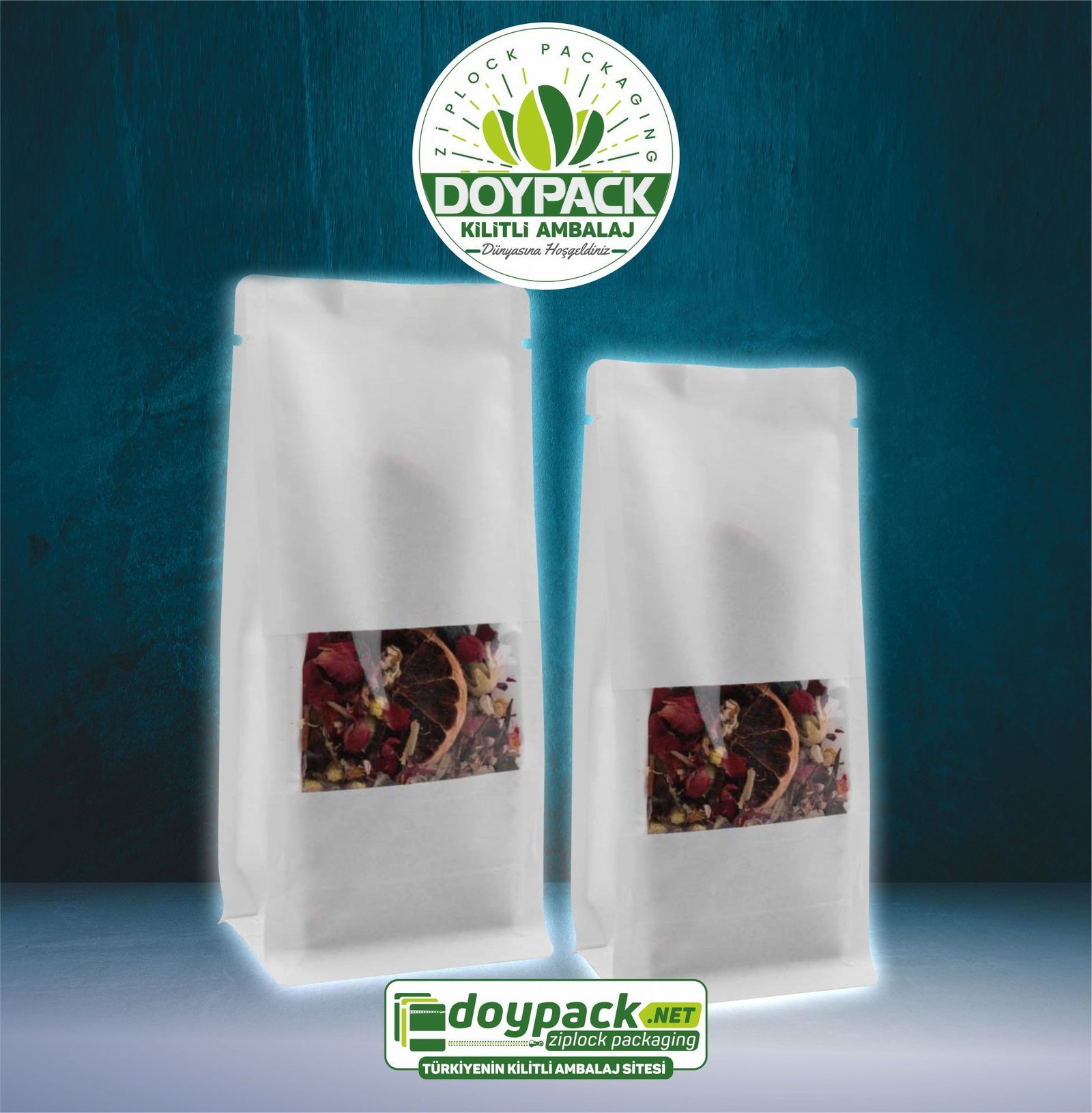 Beyaz Kraft Pencereli Flat Bottom - Görsel 4