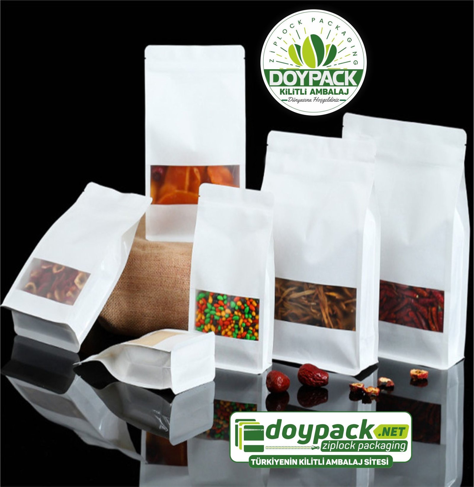 Beyaz Kraft Pencereli Flat Bottom - Görsel 3