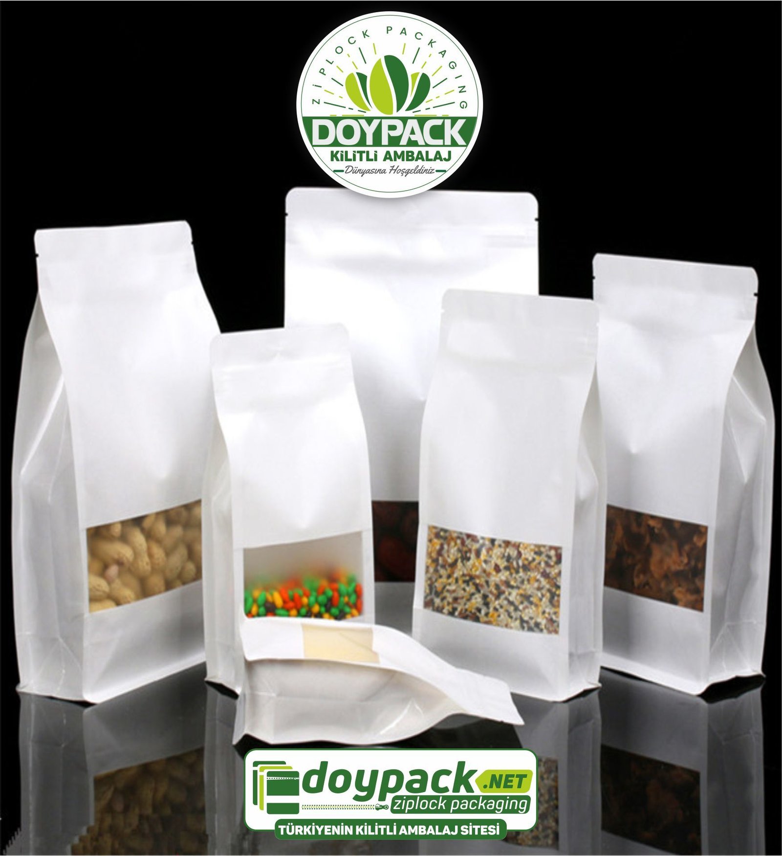 Beyaz Kraft Pencereli Flat Bottom - Görsel 6