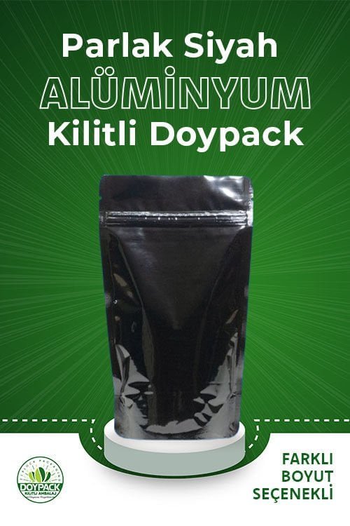 Parlak Siyah Alüminyum Kilitli Doypack - Görsel 2