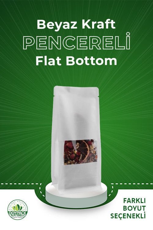 Beyaz Kraft Pencereli Flat Bottom - Görsel 2
