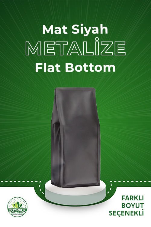 Mat Siyah Metalize Flat Bottom - Görsel 2