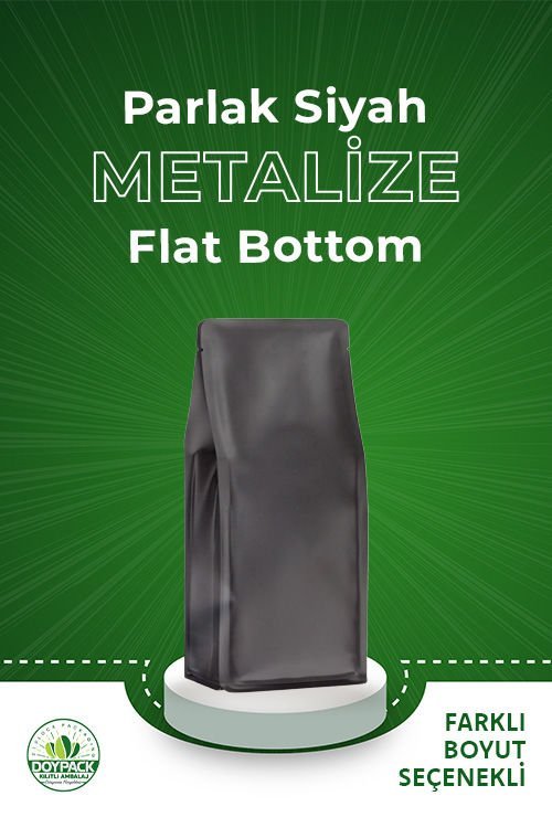 Parlak Siyah Metalize Flat Bottom - Görsel 2