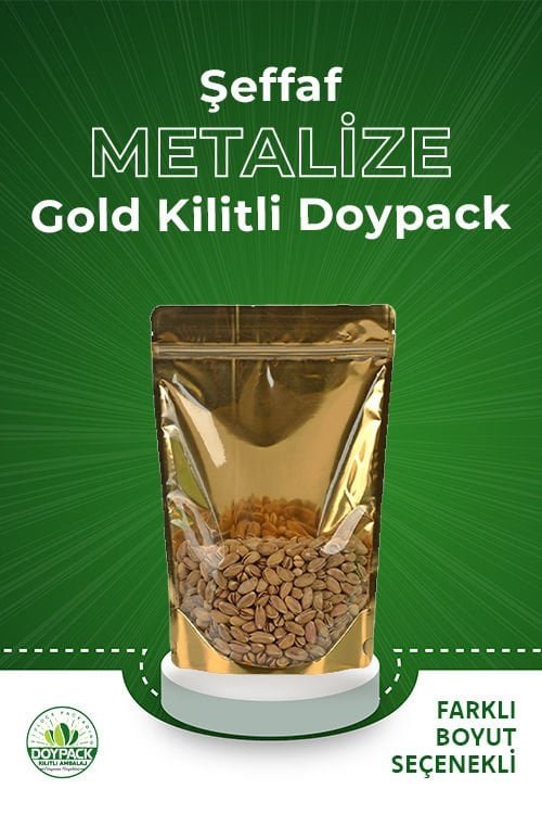 Şeffaf Metalize Gold Kilitli Doypack - Görsel 2