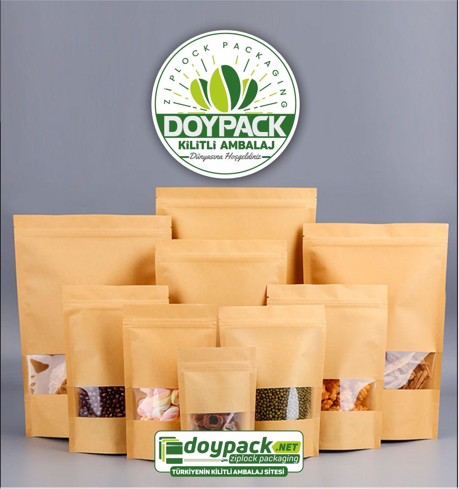 Kraft Pencereli Kilitli Doypack - Görsel 3