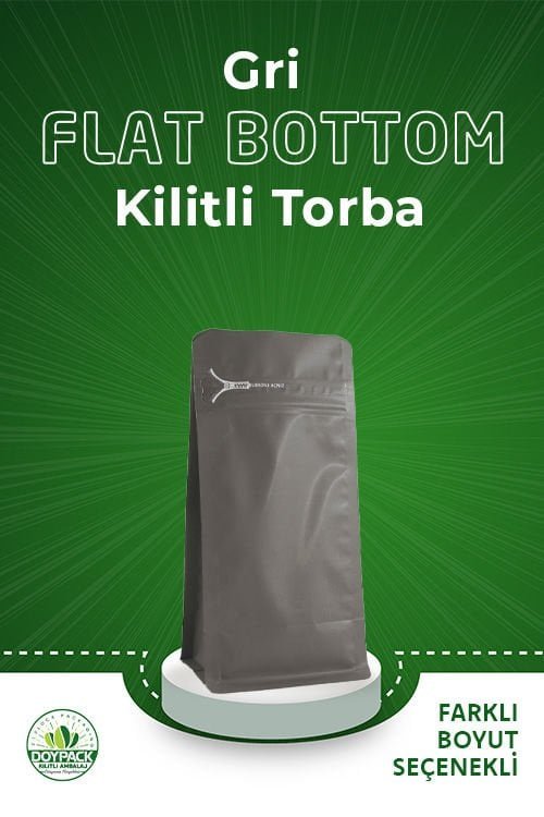 Gri Kilitli Flat Bottom Buradan Açınız Torba 11x21+4 Cm 250 Gr