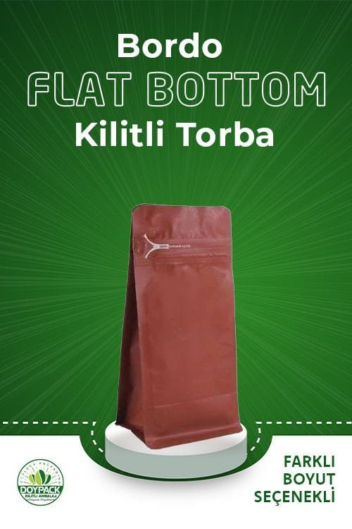 Bordo Kilitli Flat Bottom Buradan Açınız Torba 11x21+4 Cm 250 Gr