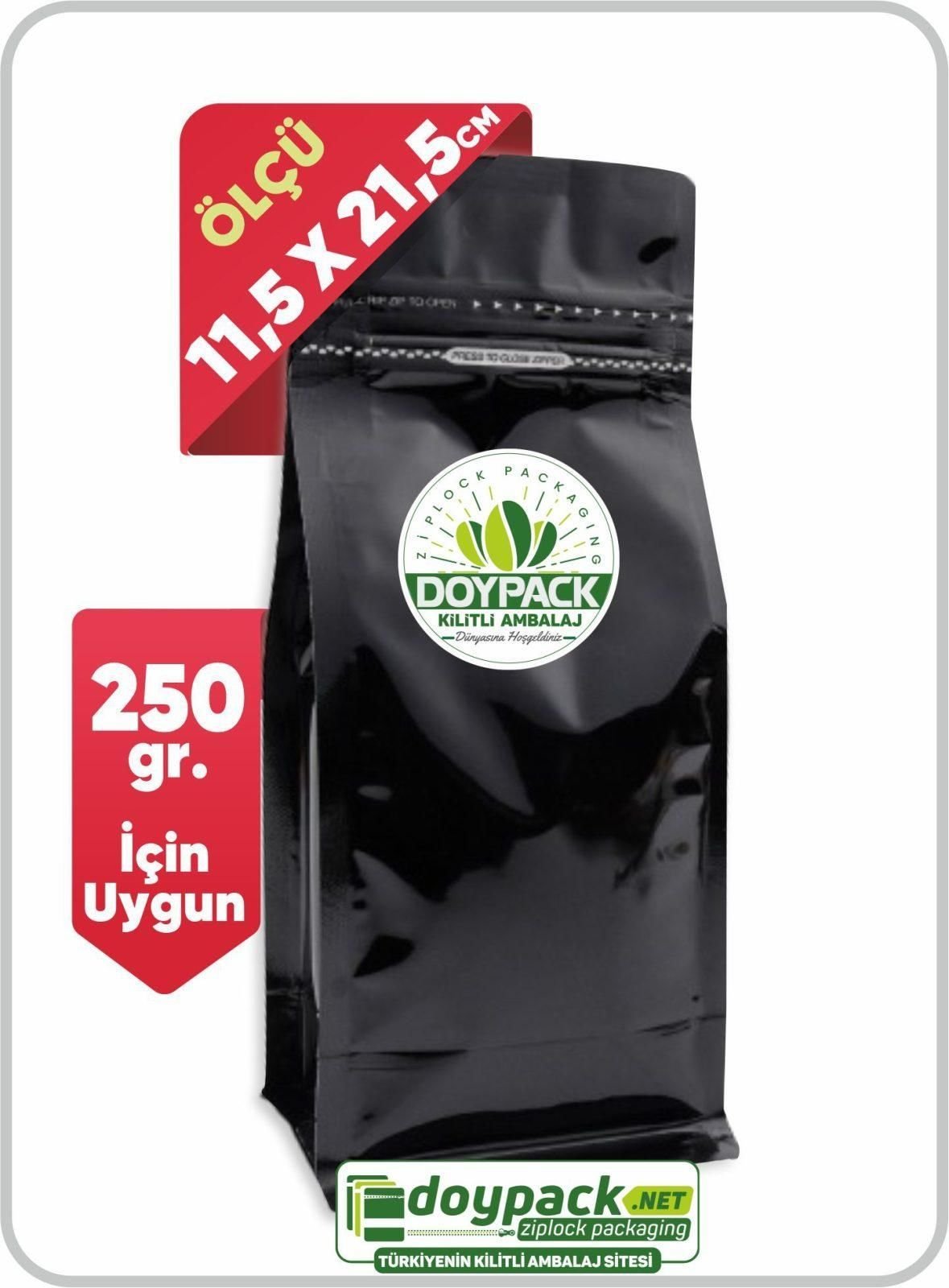 Parlak Siyah Kilitli Flat Bottom Valfli Torba - Görsel 2