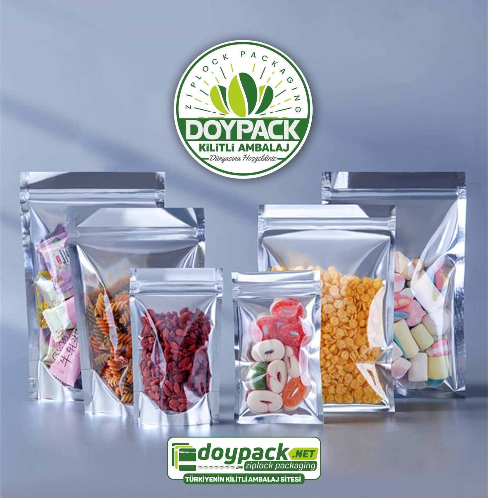 Şeffaf Metalize Gümüş Doypack - Görsel 4