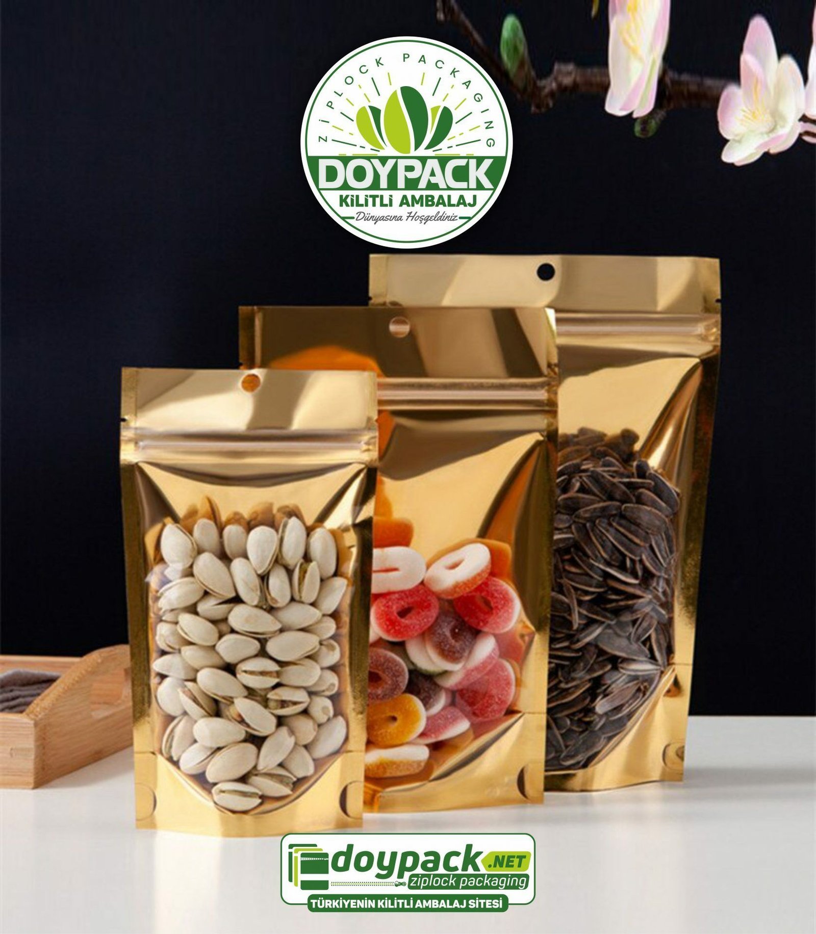 Şeffaf Metalize Gold Kilitli Doypack - Görsel 5