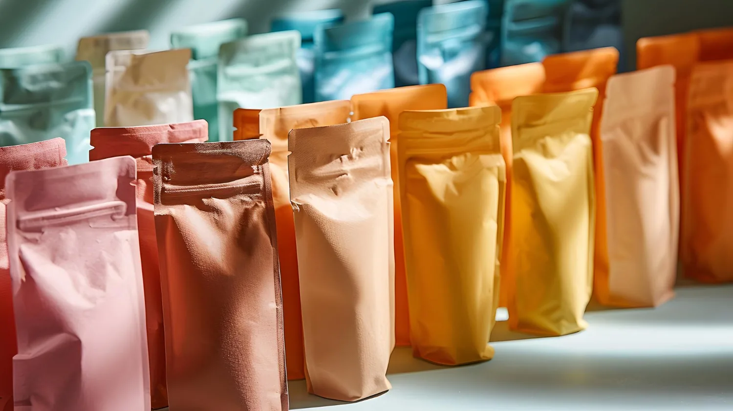 Farklı renklerde kilitli doypack ambalaj çeşitleri